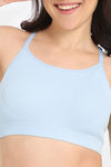 Rosaline Rib Double Layered Non Wired Full Bralette - Blue Glow — thumbnail 4